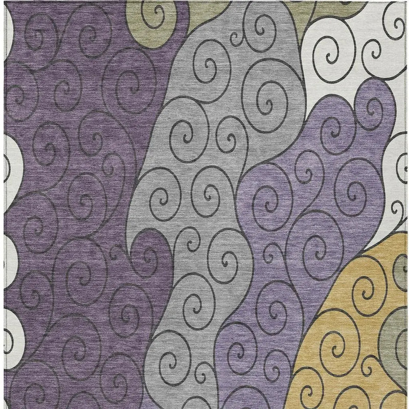 8' X 10' Plum And Gray Abstract Washable Indoor Outdoor Area Rug Homeroots Outdoor