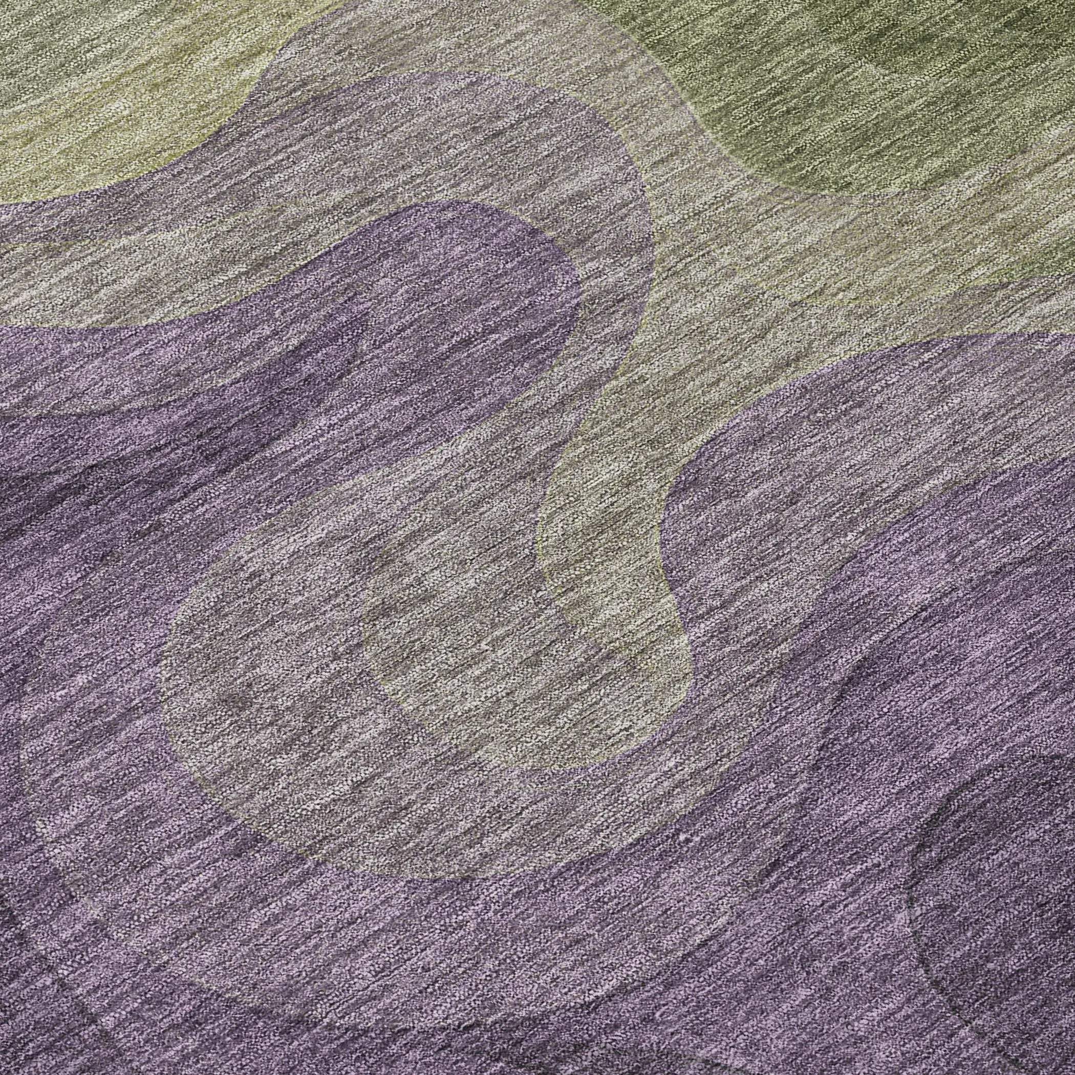 8' X 10' Plum And Green Abstract Washable Indoor Outdoor Area Rug Homeroots Outdoor
