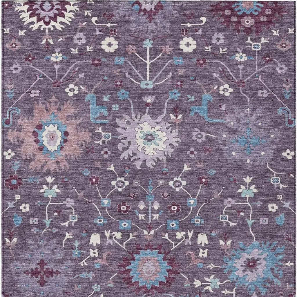 8' X 10' Plum And Lavender Faux Bois Washable Indoor Outdoor Area Rug Homeroots Outdoor