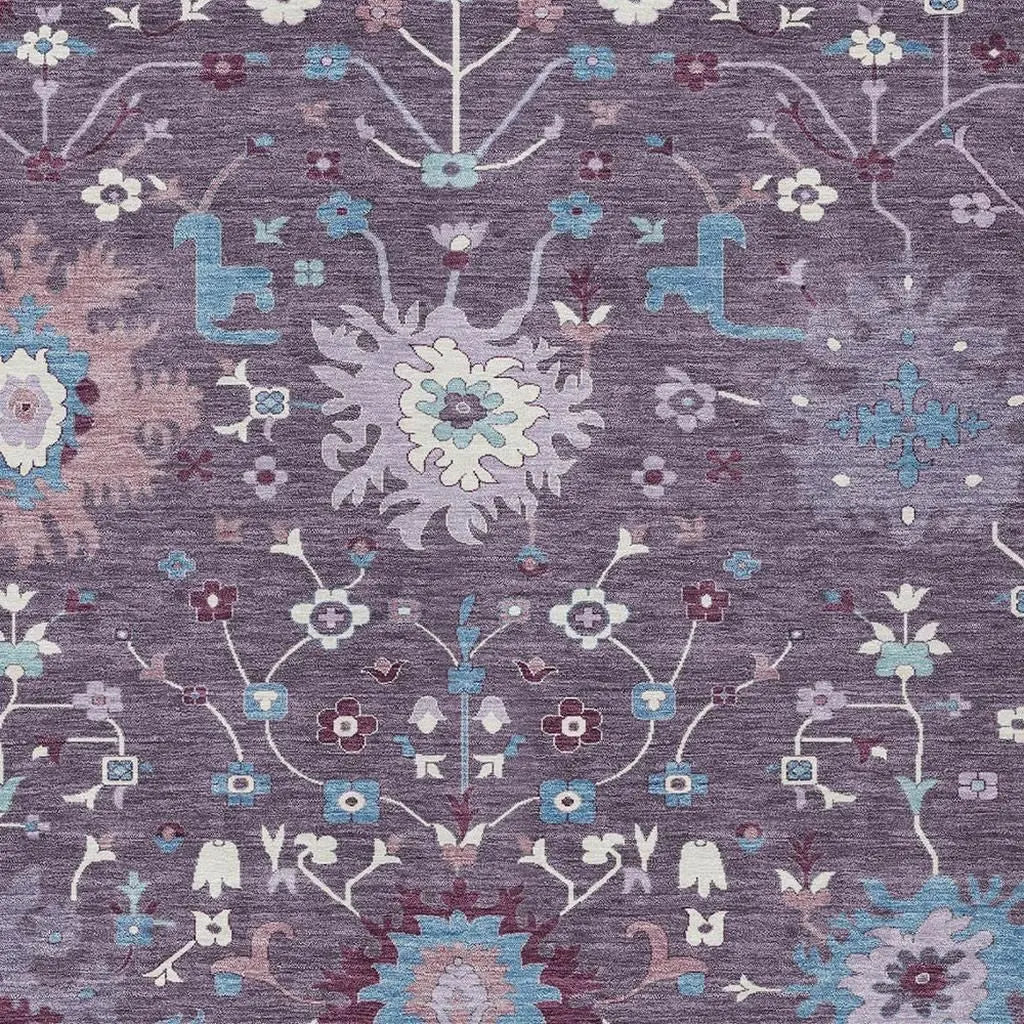 8' X 10' Plum And Lavender Faux Bois Washable Indoor Outdoor Area Rug Homeroots Outdoor