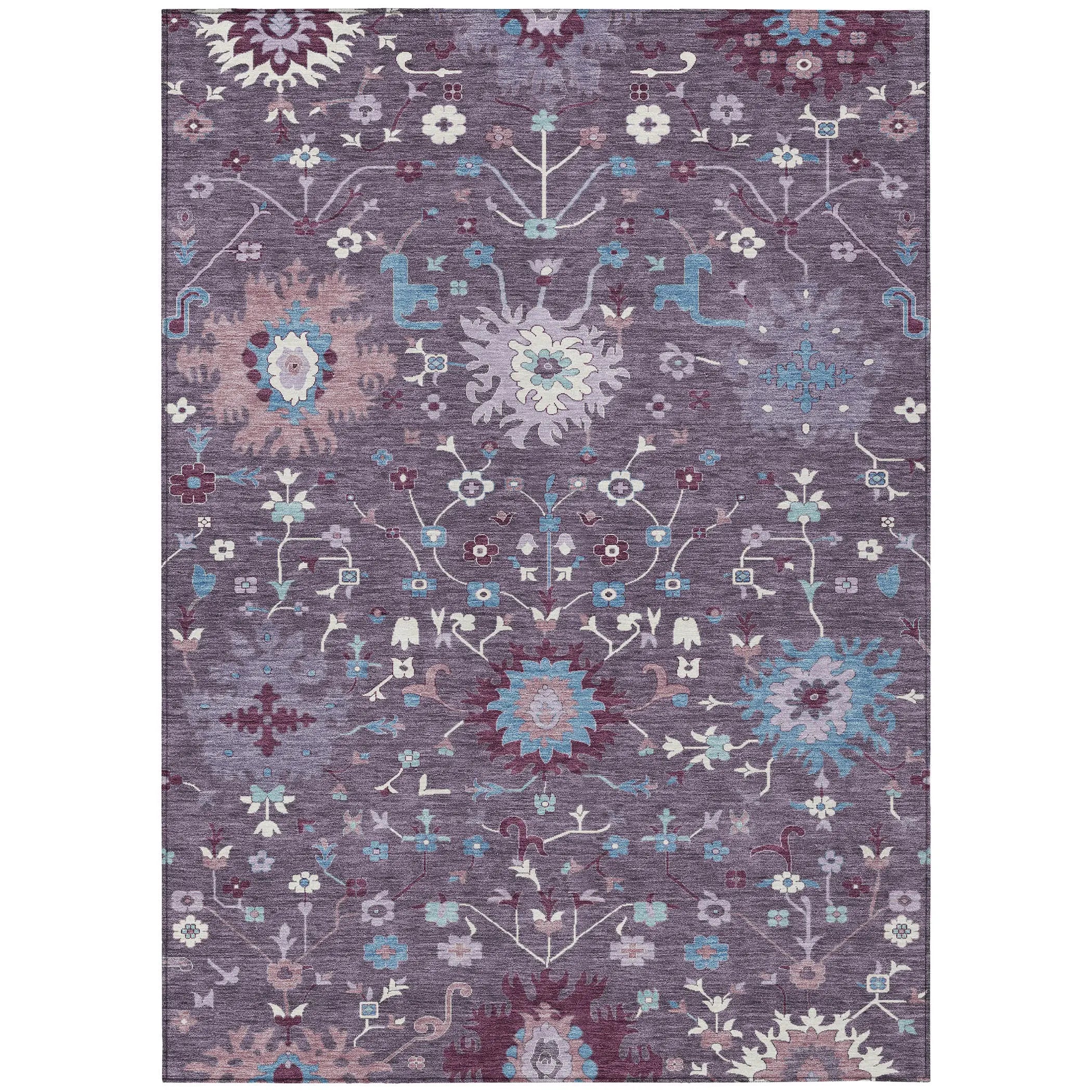 8' X 10' Plum And Lavender Faux Bois Washable Indoor Outdoor Area Rug Homeroots Outdoor