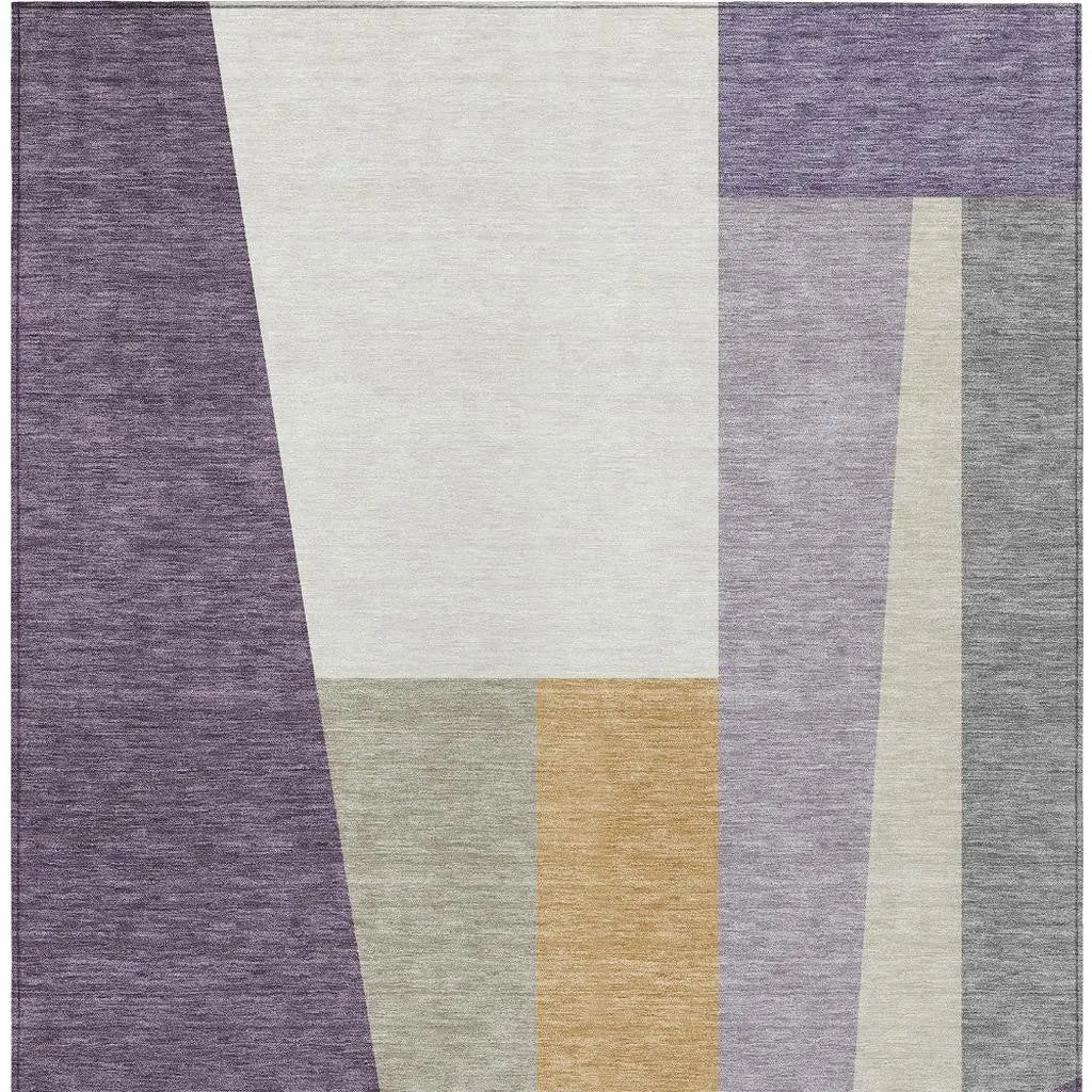 8' X 10' Plum And Lavender Geometric Washable Indoor Outdoor Area Rug Homeroots Outdoor