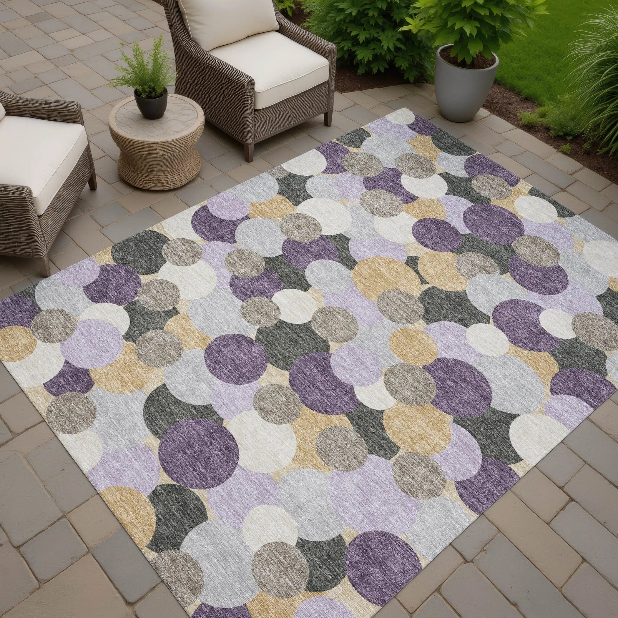 8' X 10' Plum And Lavender Geometric Washable Indoor Outdoor Area Rug Homeroots Outdoor