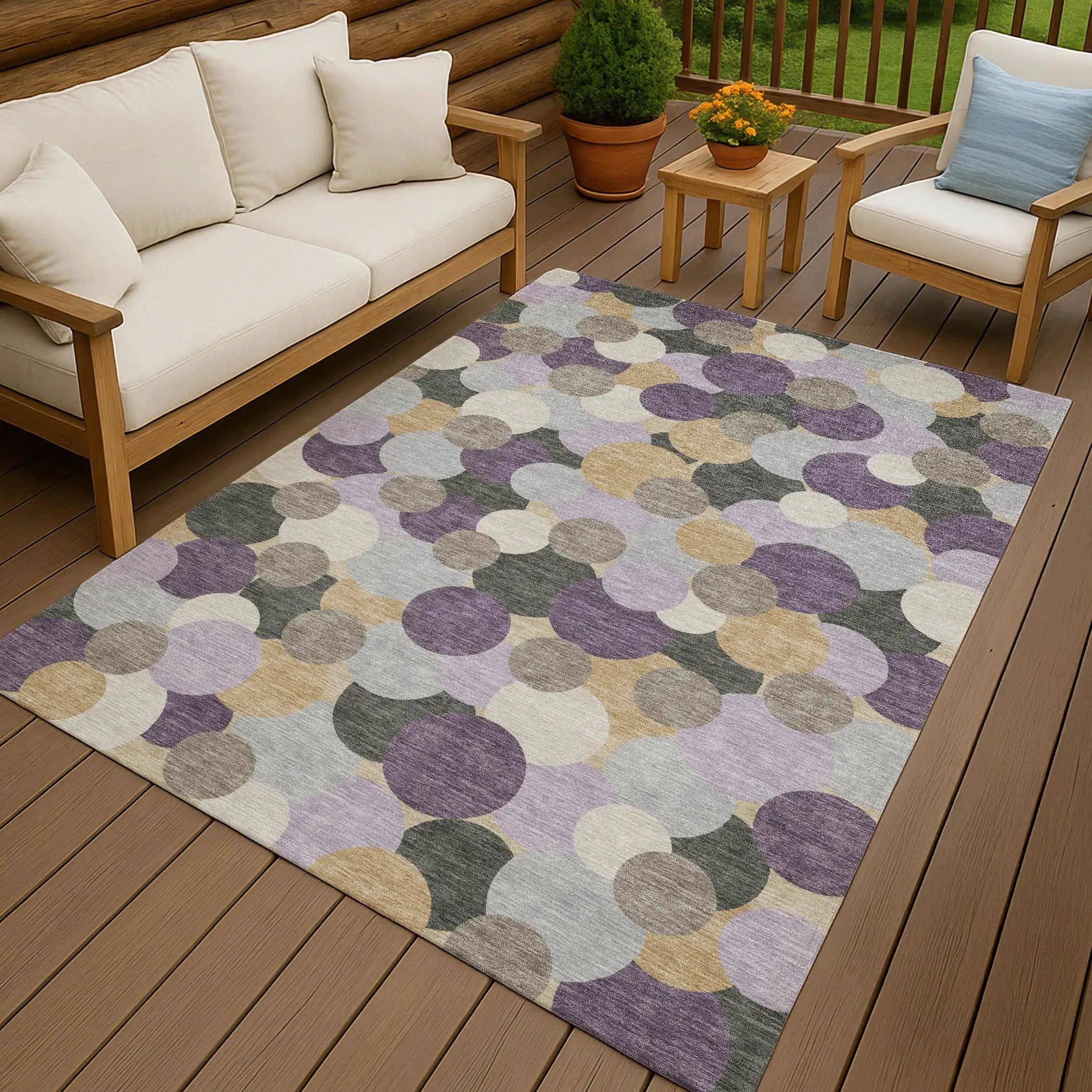 8' X 10' Plum And Lavender Geometric Washable Indoor Outdoor Area Rug Homeroots Outdoor