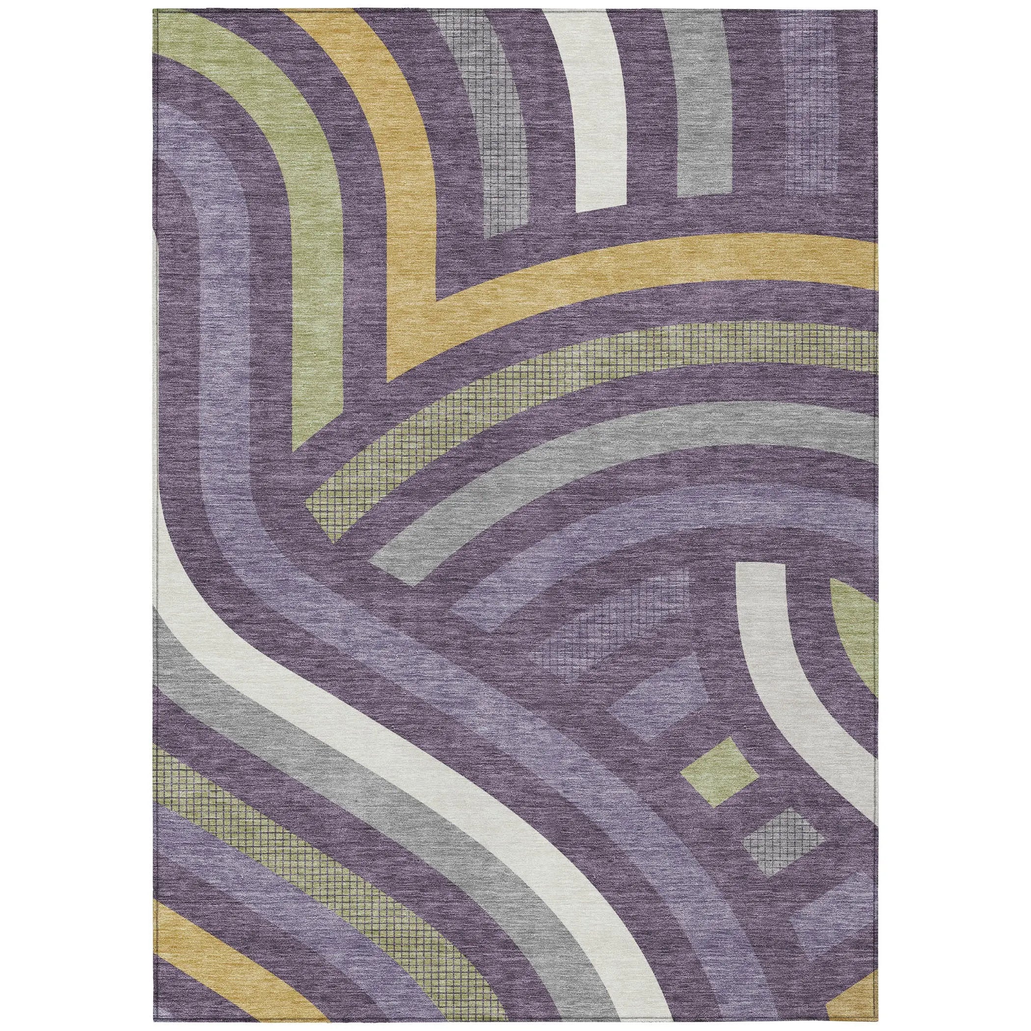 8' X 10' Plum And Purple Abstract Washable Indoor Outdoor Area Rug Homeroots Outdoor