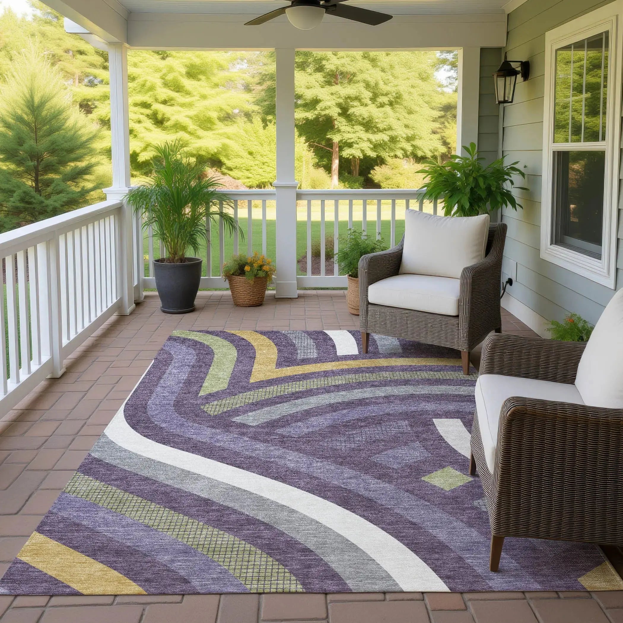 8' X 10' Plum And Purple Abstract Washable Indoor Outdoor Area Rug Homeroots Outdoor
