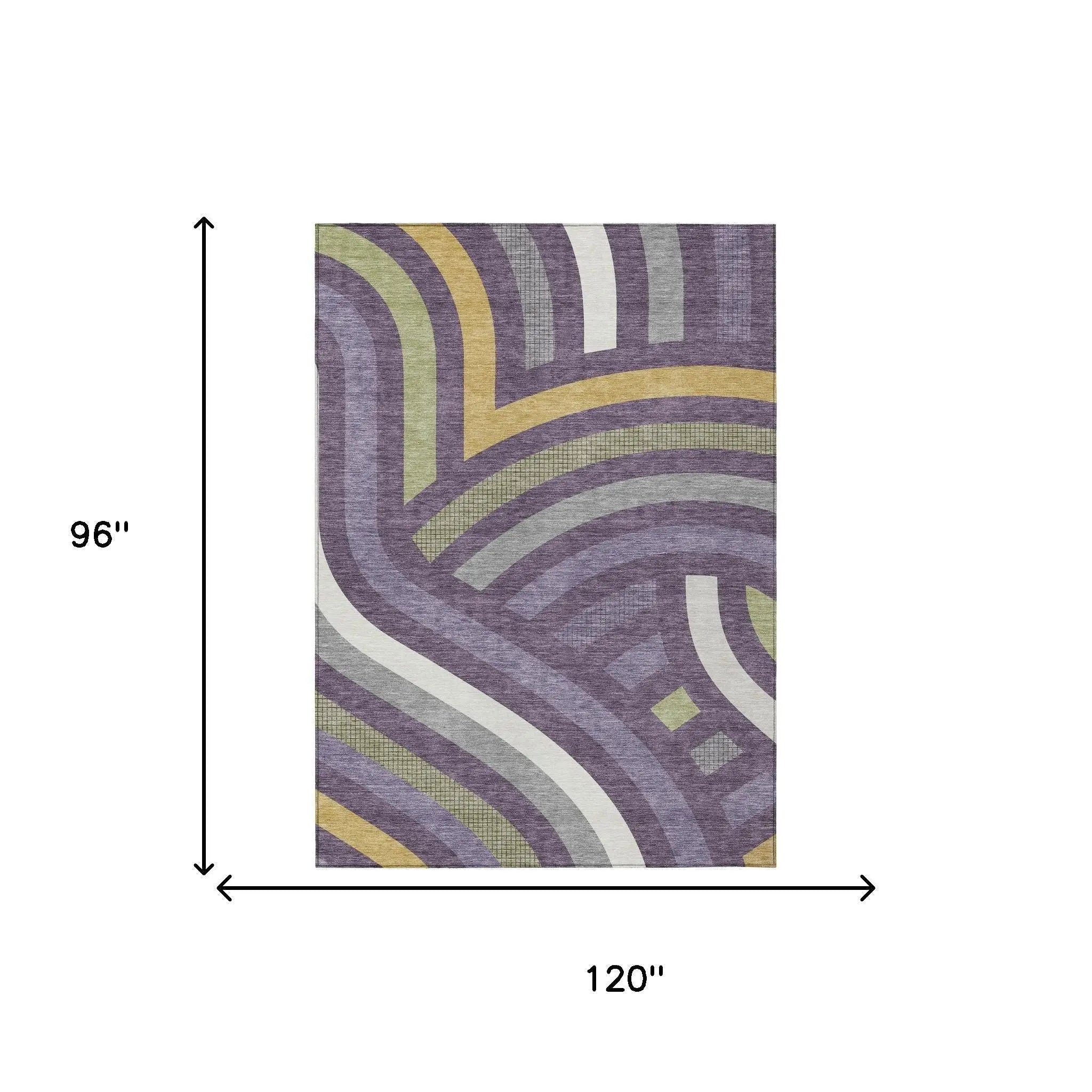 8' X 10' Plum And Purple Abstract Washable Indoor Outdoor Area Rug Homeroots Outdoor