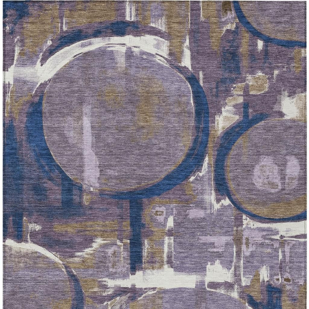 8' X 10' Plum And Purple Abstract Washable Indoor Outdoor Area Rug Homeroots Outdoor
