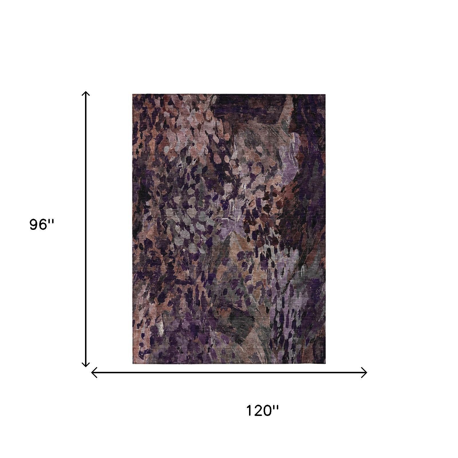 8' X 10' Plum And Purple Abstract Washable Indoor Outdoor Area Rug Homeroots Outdoor