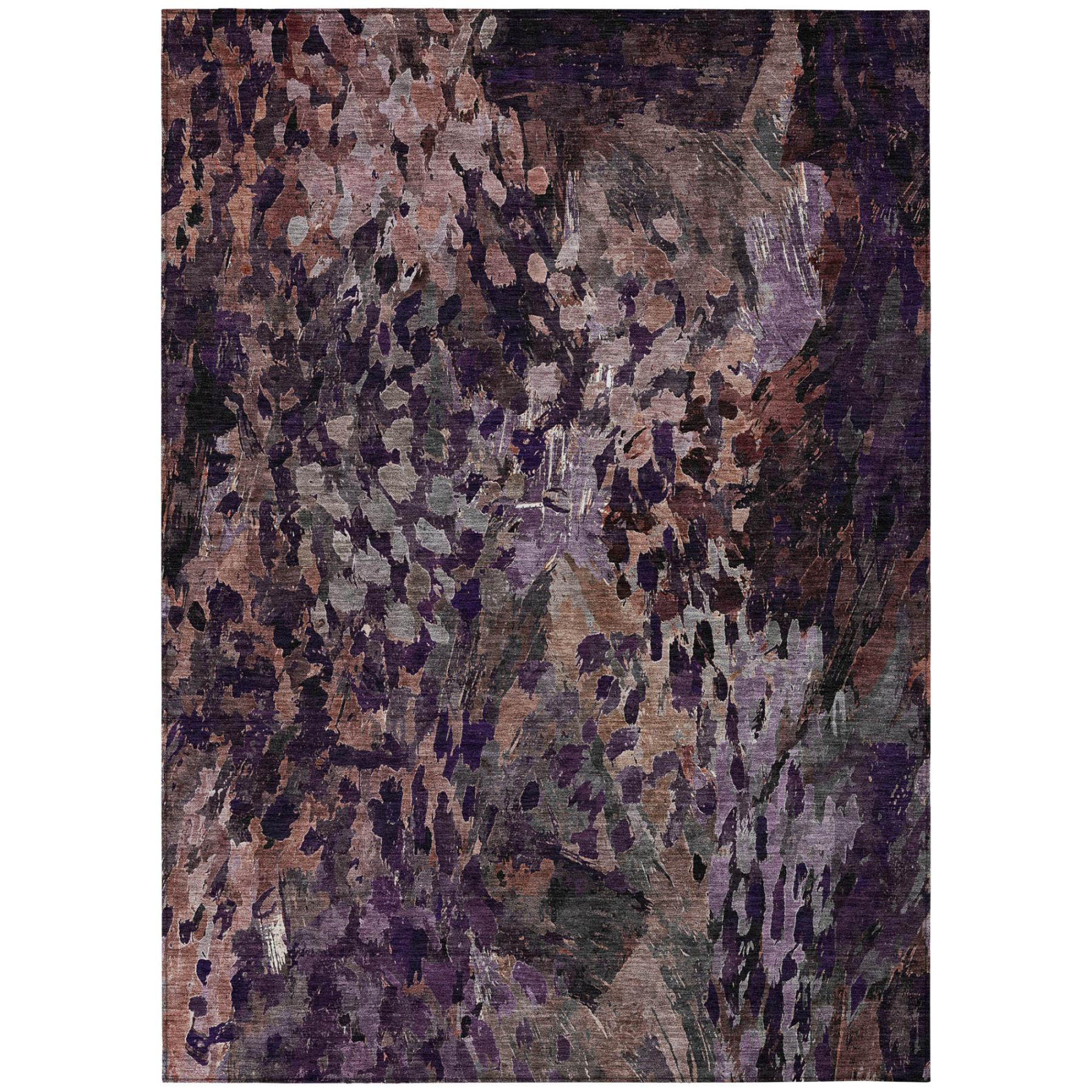 8' X 10' Plum And Purple Abstract Washable Indoor Outdoor Area Rug Homeroots Outdoor