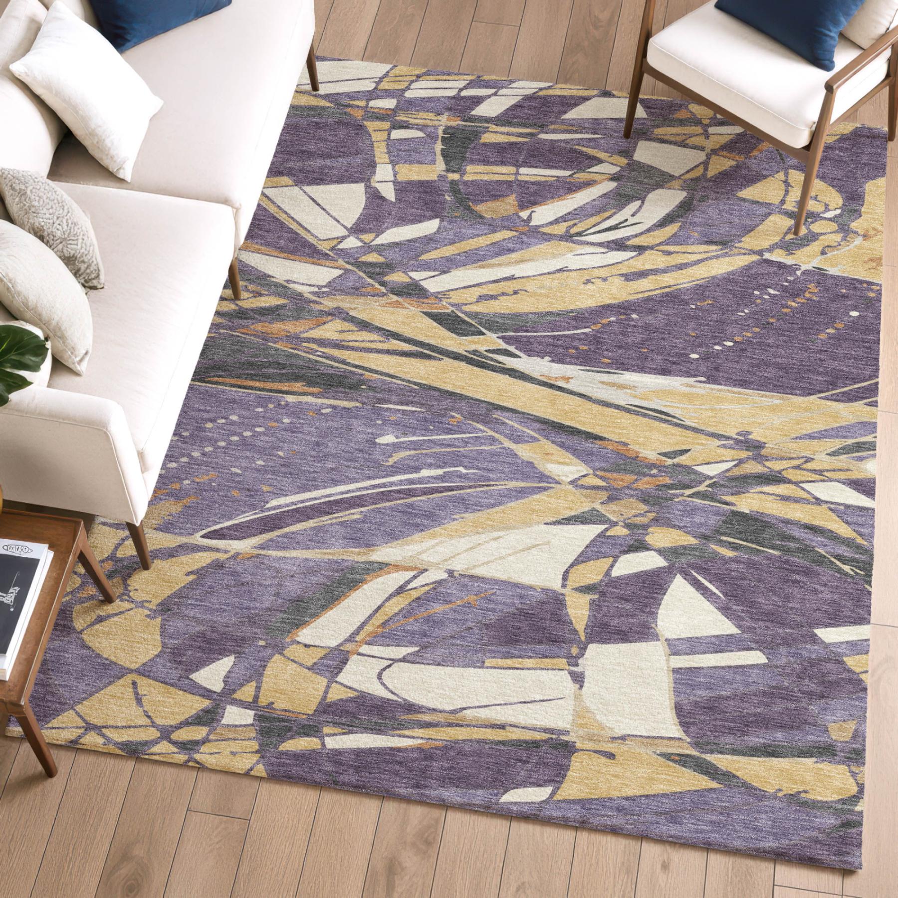 8' X 10' Plum And Purple Abstract Washable Indoor Outdoor Area Rug Homeroots Outdoor
