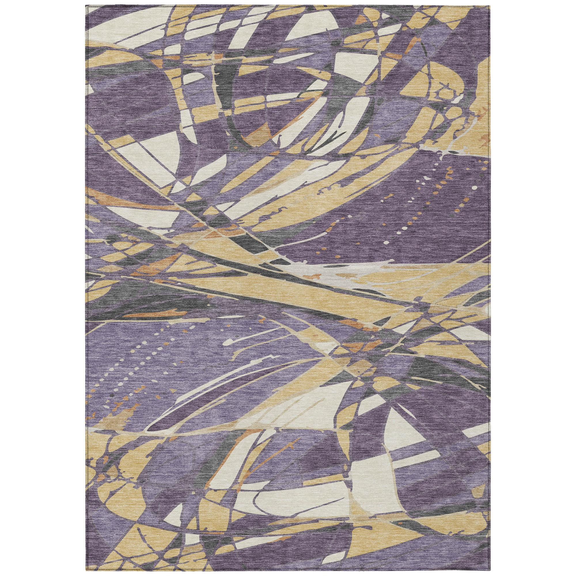 8' X 10' Plum And Purple Abstract Washable Indoor Outdoor Area Rug Homeroots Outdoor