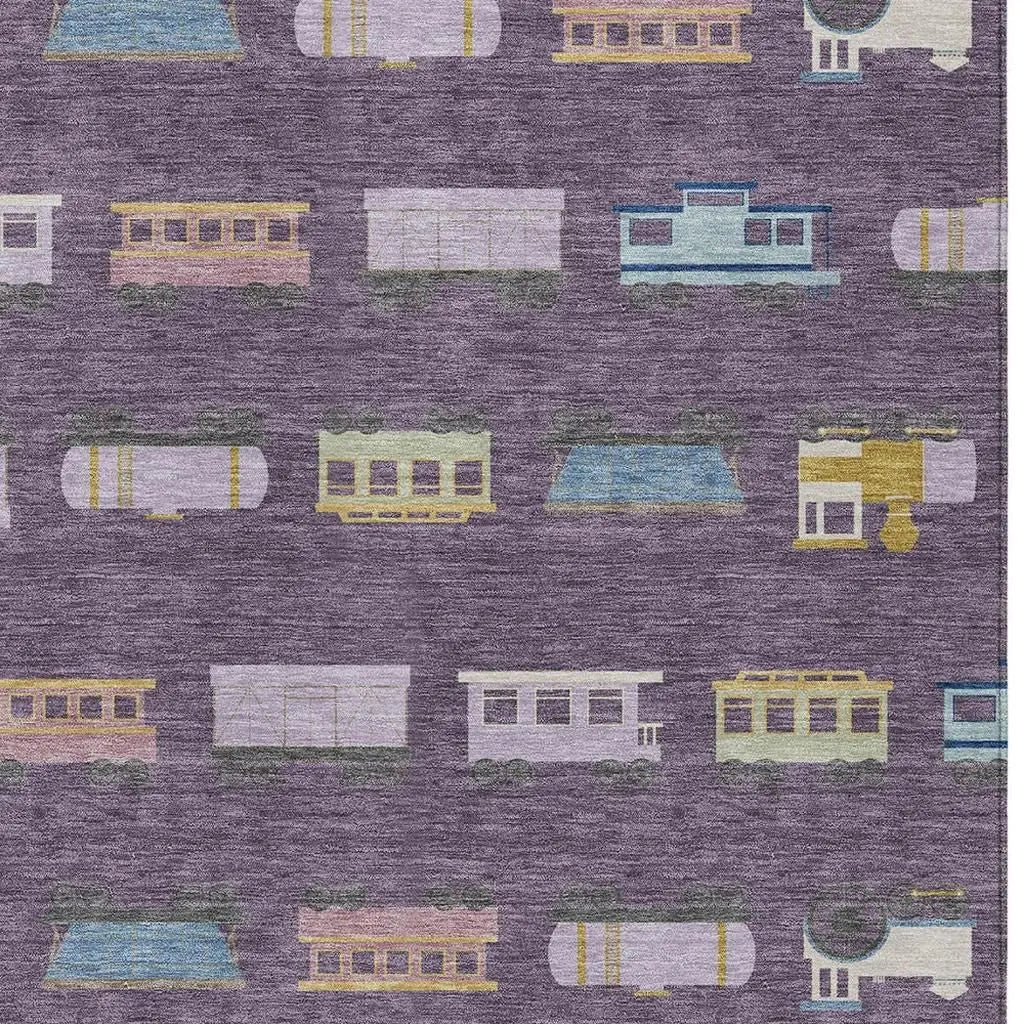 8' X 10' Plum And Purple Abstract Washable Indoor Outdoor Area Rug Homeroots Outdoor