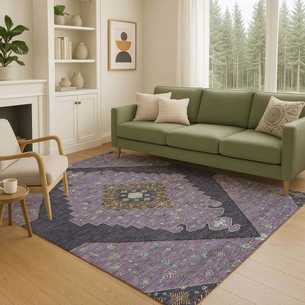 8' X 10' Plum And Purple Geometric Washable Indoor Outdoor Area Rug Homeroots Outdoor