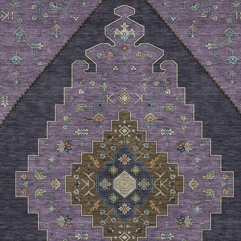 8' X 10' Plum And Purple Geometric Washable Indoor Outdoor Area Rug Homeroots Outdoor