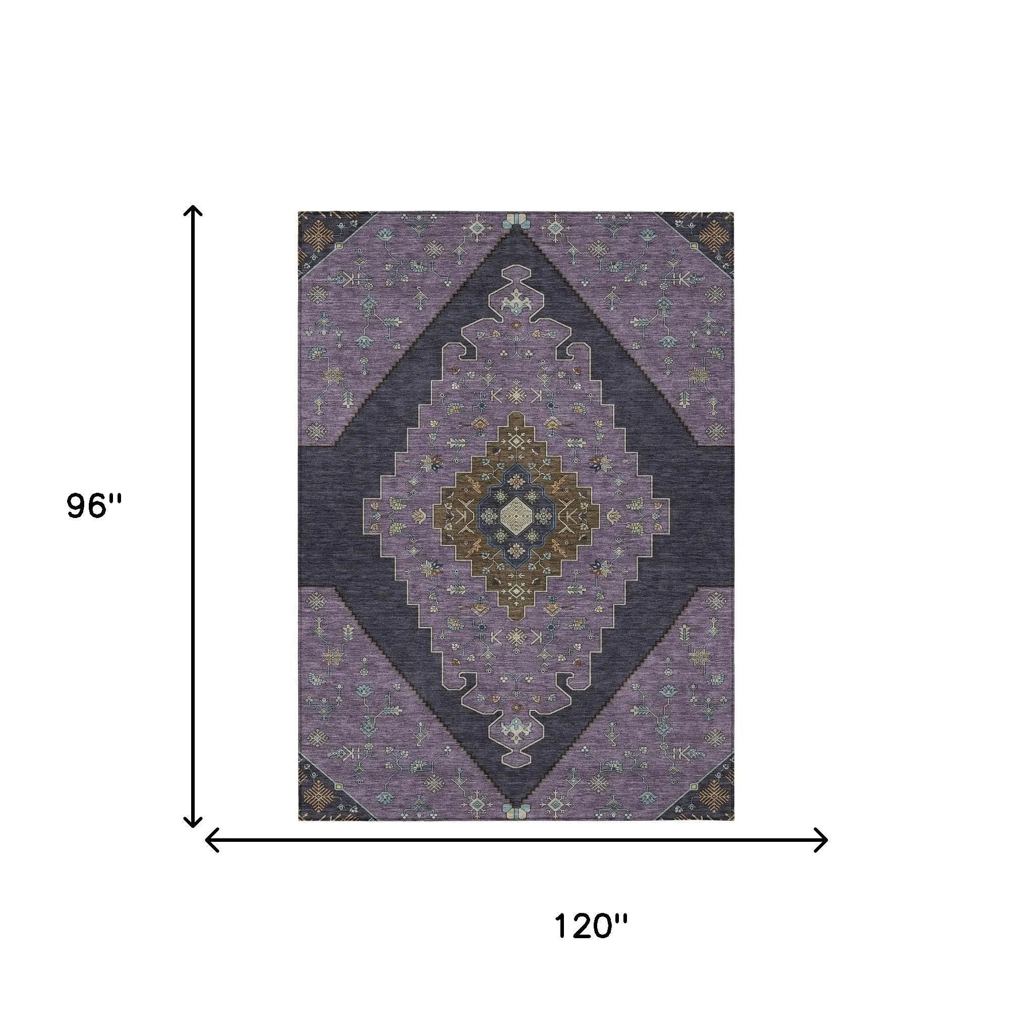 8' X 10' Plum And Purple Geometric Washable Indoor Outdoor Area Rug Homeroots Outdoor