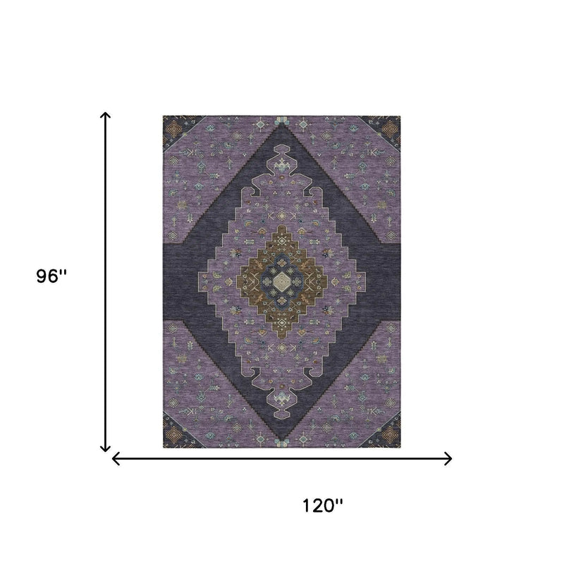 8' X 10' Plum And Purple Geometric Washable Indoor Outdoor Area Rug Homeroots Outdoor