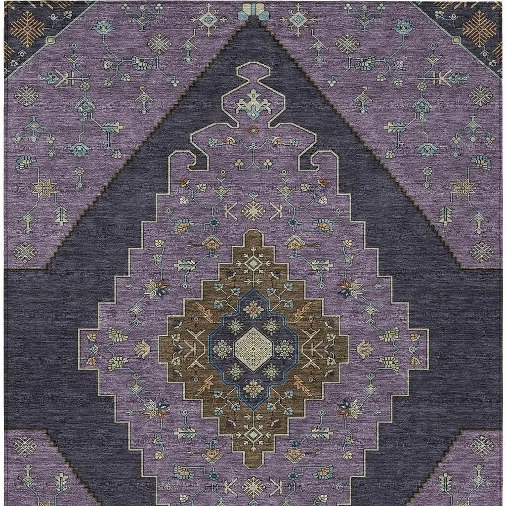 8' X 10' Plum And Purple Geometric Washable Indoor Outdoor Area Rug Homeroots Outdoor