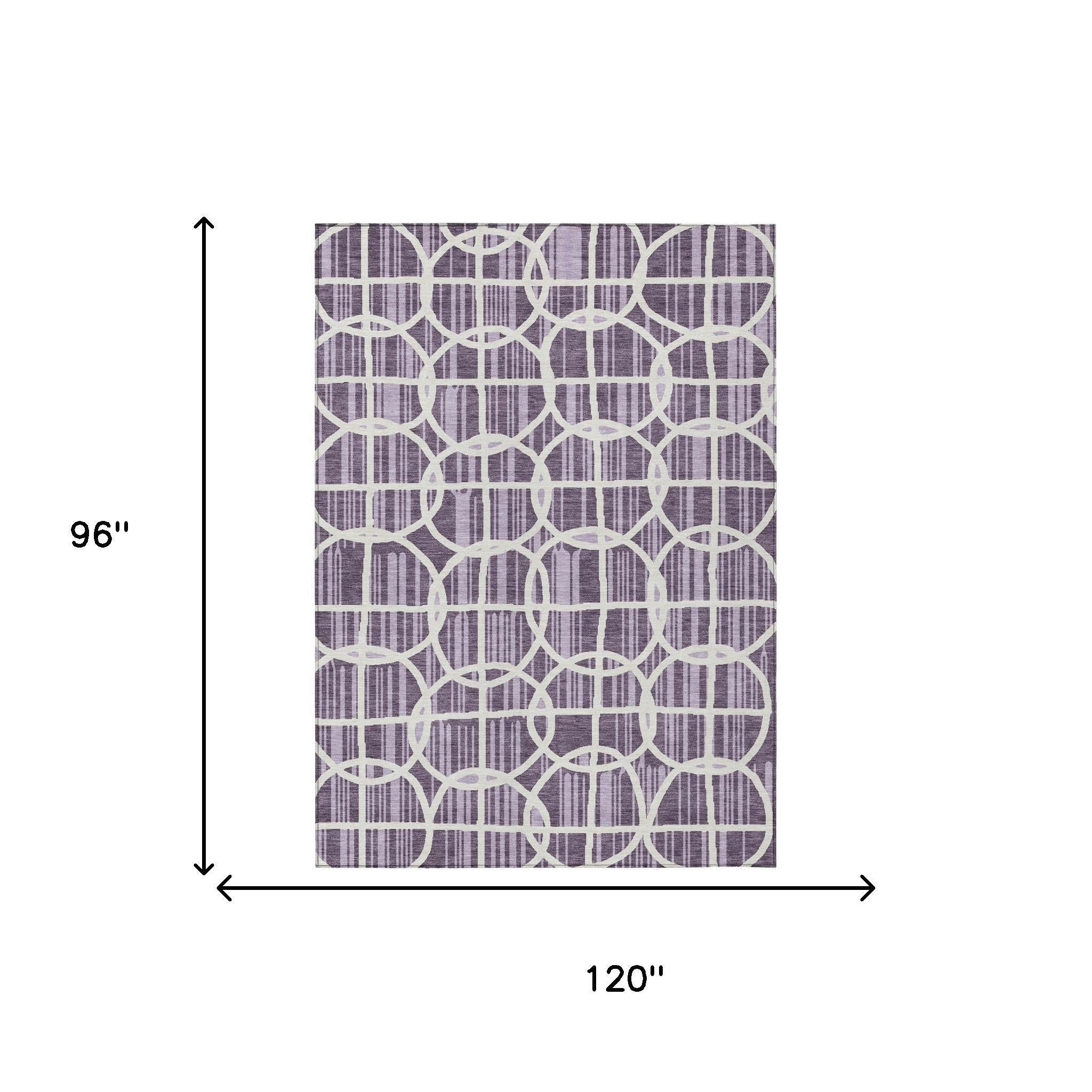 8' X 10' Plum And Purple Geometric Washable Indoor Outdoor Area Rug Homeroots Outdoor