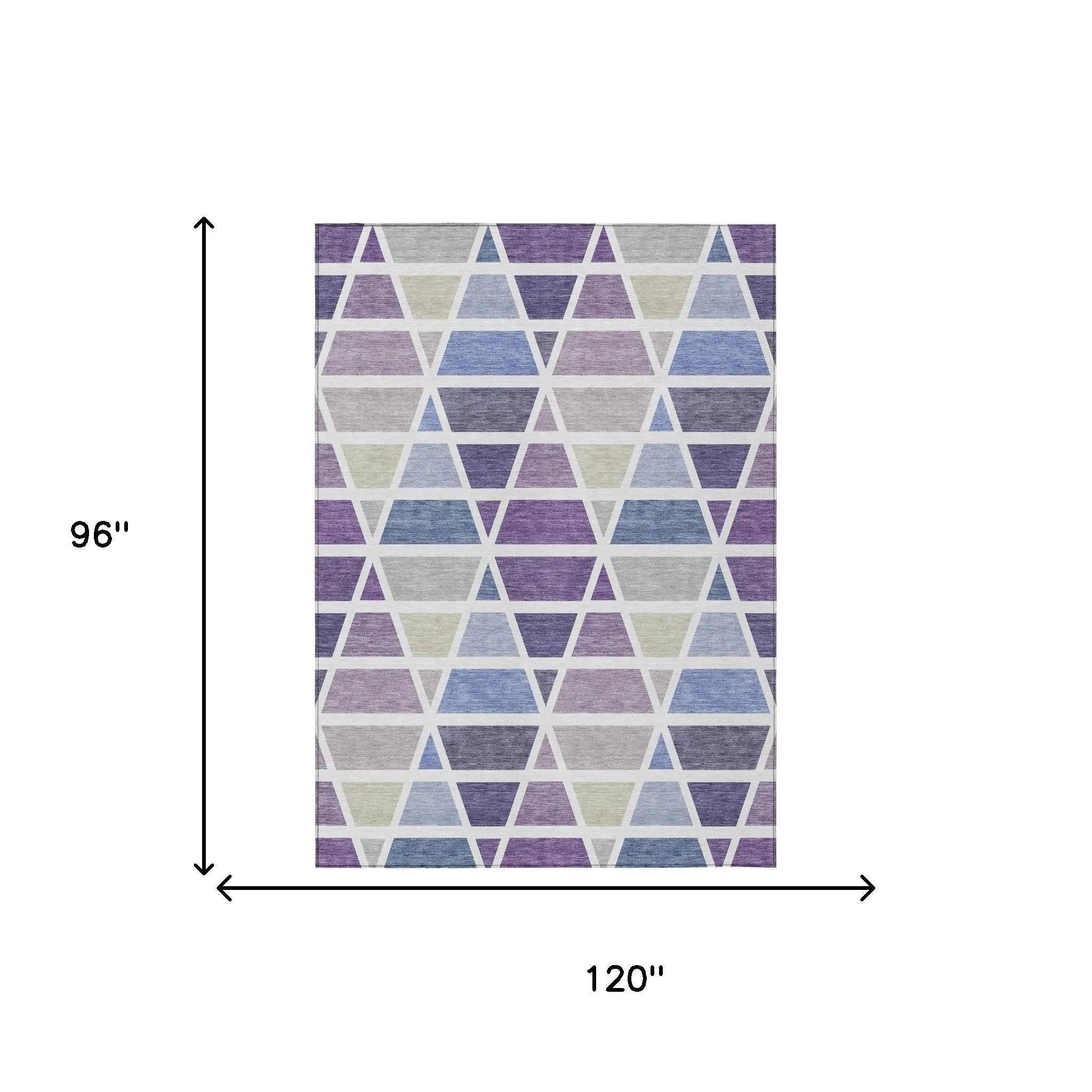 8' X 10' Plum And Purple Geometric Washable Indoor Outdoor Area Rug Homeroots Outdoor