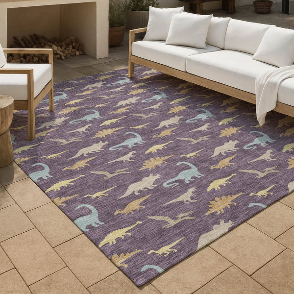 8' X 10' Plum And Purple Geometric Washable Indoor Outdoor Area Rug Homeroots Outdoor