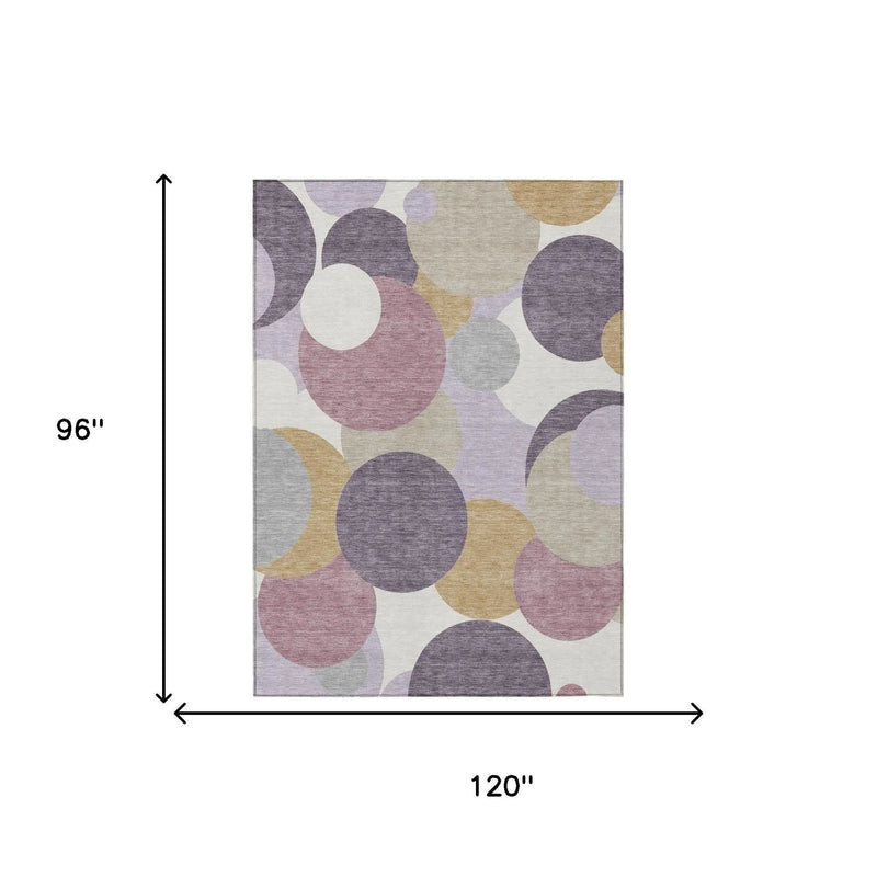 8' X 10' Plum And Purple Geometric Washable Indoor Outdoor Area Rug Homeroots Outdoor
