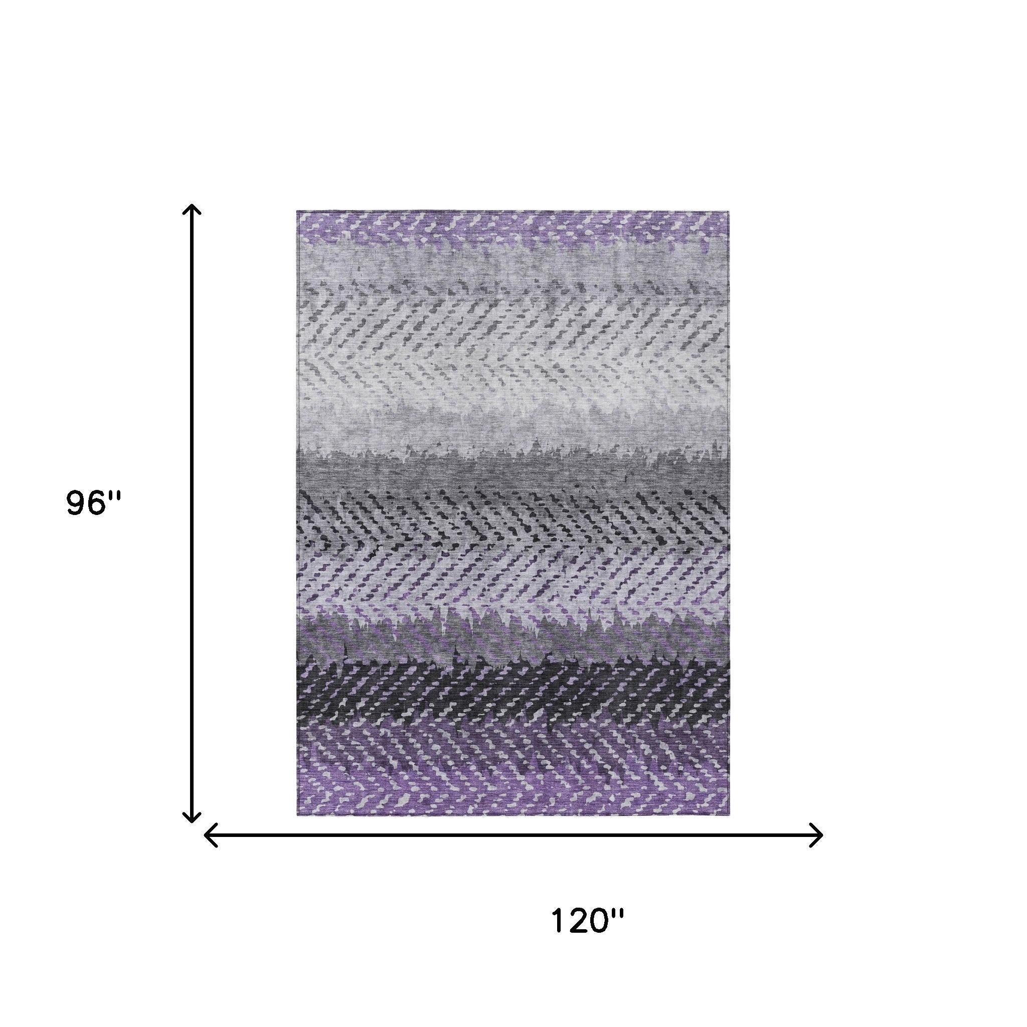 8' X 10' Plum And Purple Striped Washable Indoor Outdoor Area Rug Homeroots Outdoor
