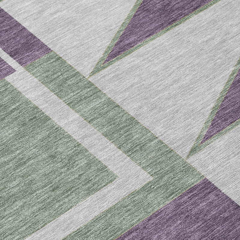 8' X 10' Plum And Silver Geometric Washable Indoor Outdoor Area Rug Homeroots Outdoor