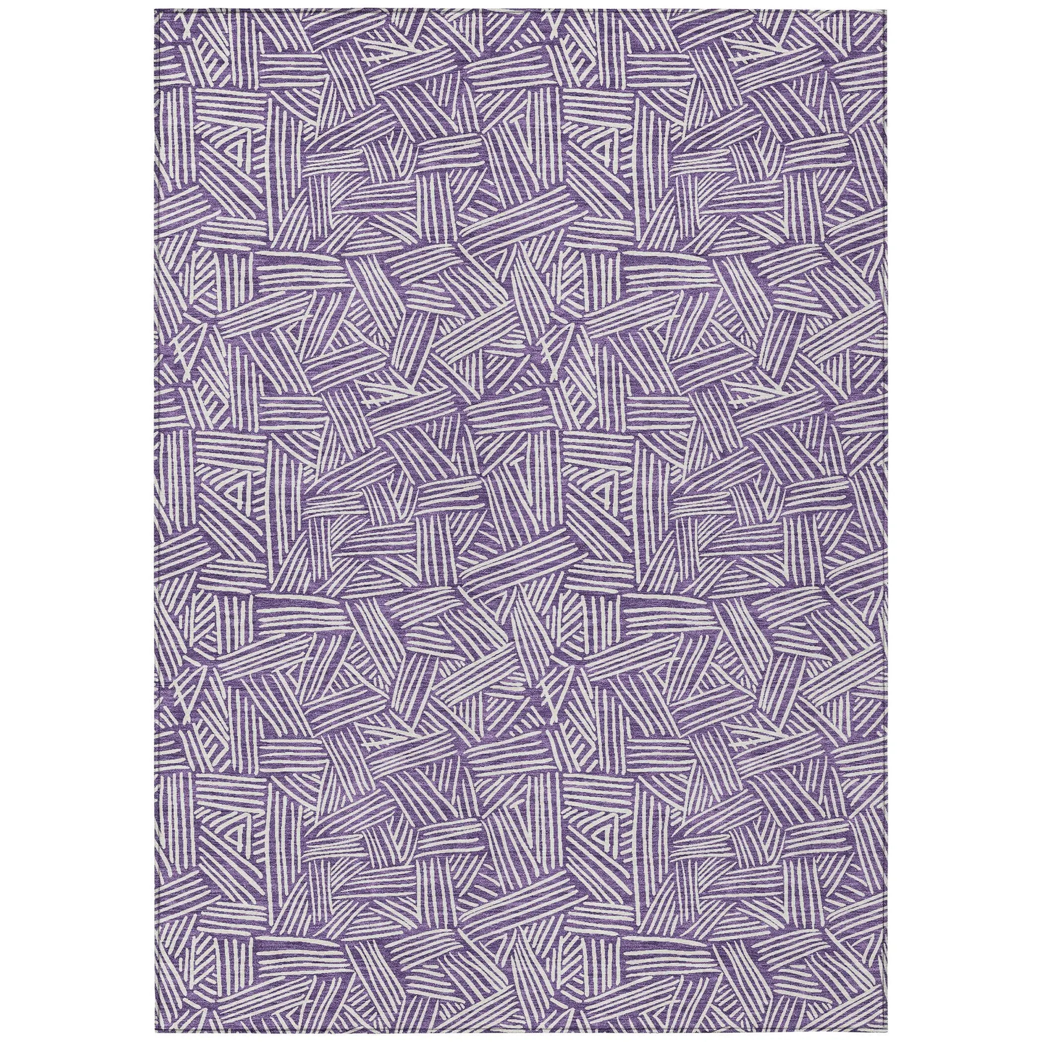 8' X 10' Purple And Beige Geometric Washable Indoor Outdoor Area Rug Homeroots Outdoor