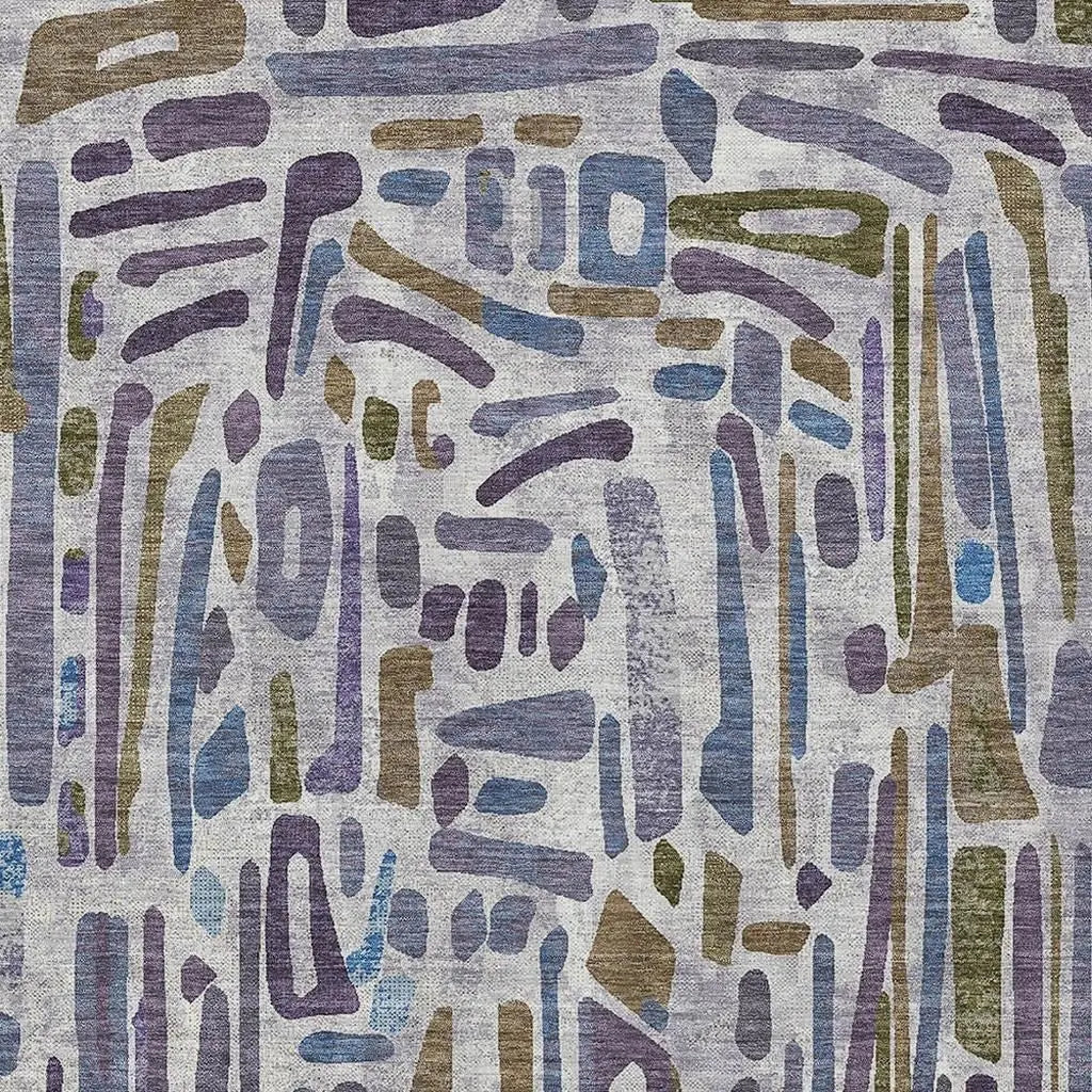 8' X 10' Purple And Brown Abstract Washable Indoor Outdoor Area Rug Homeroots Outdoor
