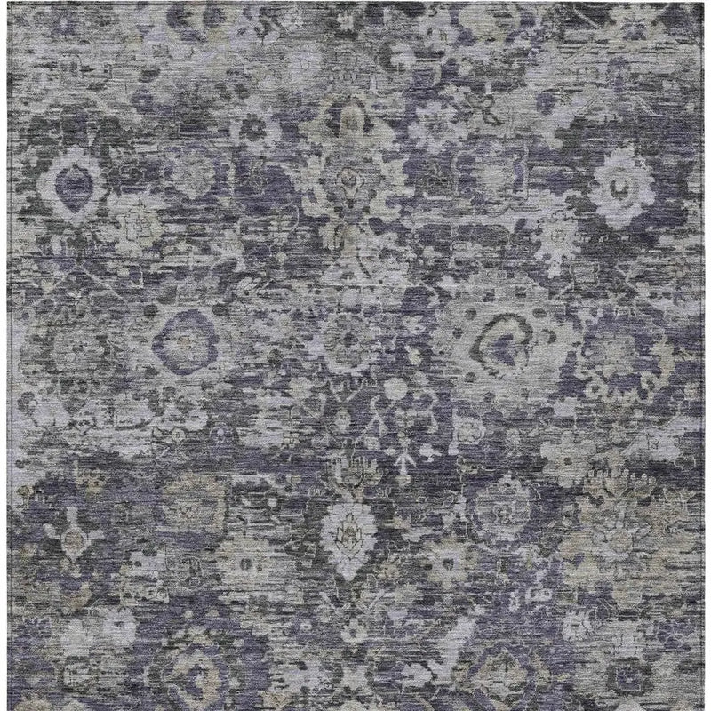 8' X 10' Purple And Gray Floral Washable Indoor Outdoor Area Rug Homeroots Outdoor
