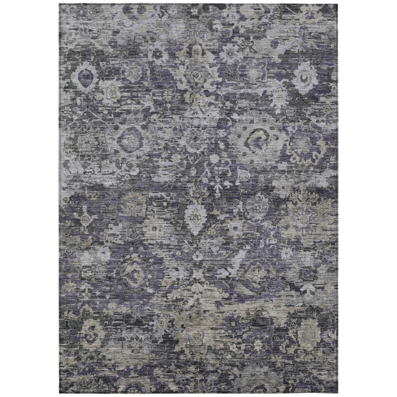 8' X 10' Purple And Gray Floral Washable Indoor Outdoor Area Rug Homeroots Outdoor