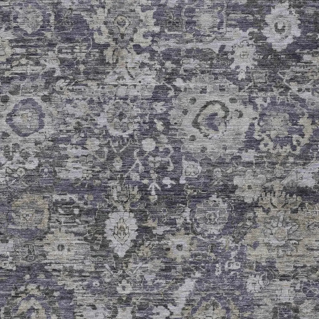 8' X 10' Purple And Gray Floral Washable Indoor Outdoor Area Rug Homeroots Outdoor