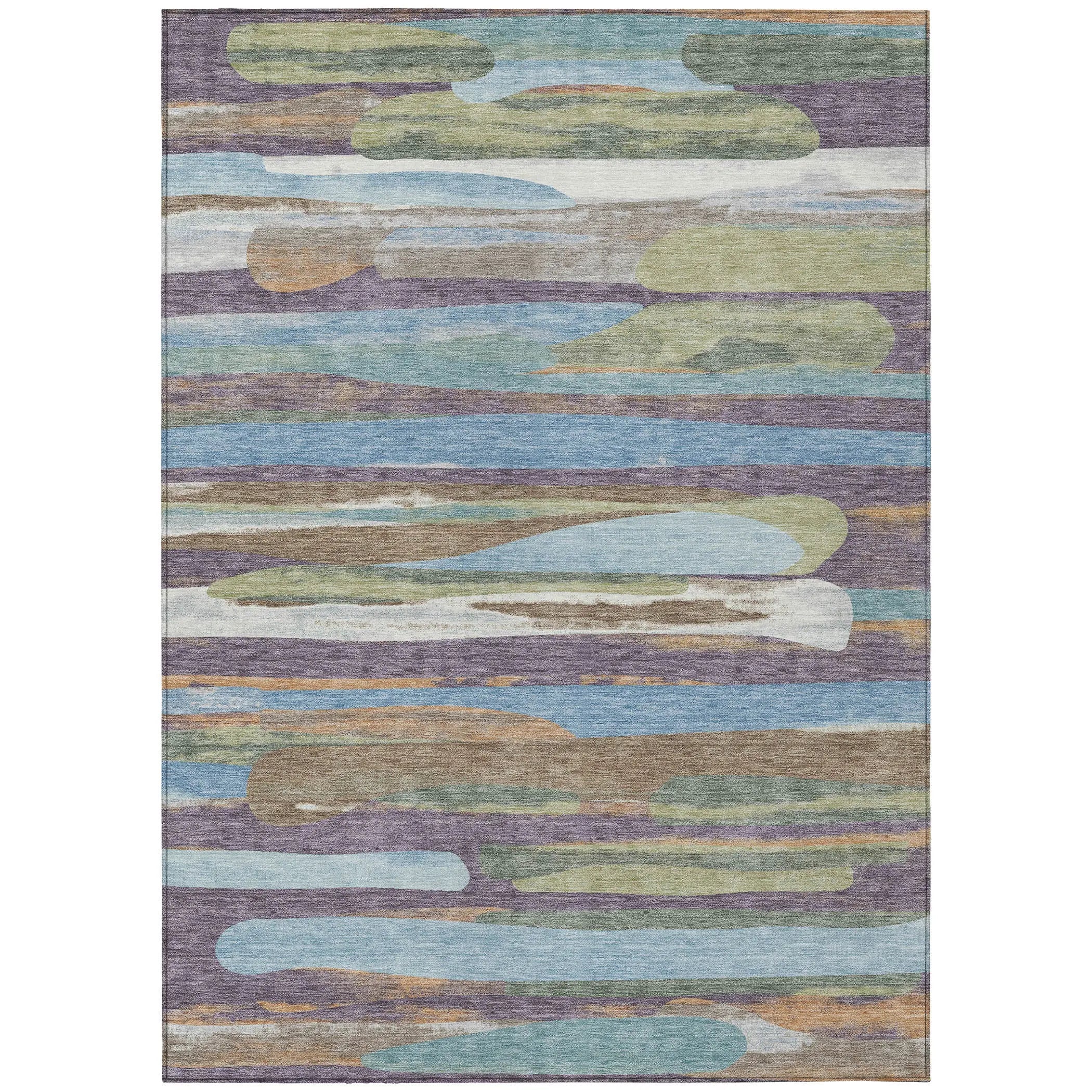 8' X 10' Purple And Green Abstract Washable Indoor Outdoor Area Rug Homeroots Outdoor