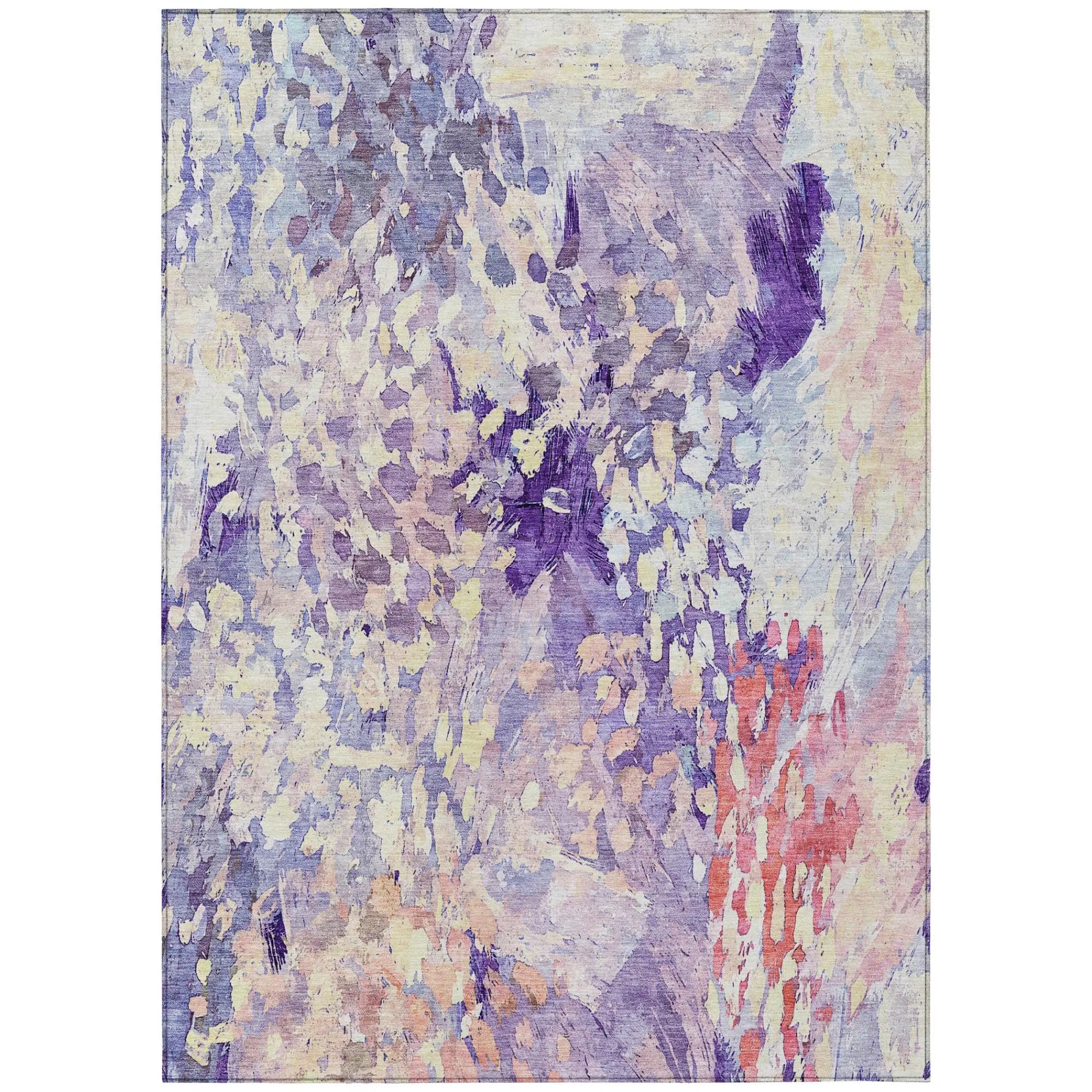 8' X 10' Purple And Lavender Abstract Washable Indoor Outdoor Area Rug Homeroots Outdoor