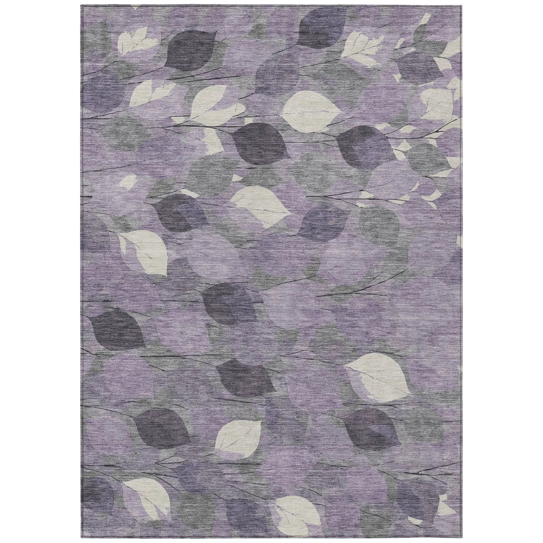 8' X 10' Purple And Lavender Floral Washable Indoor Outdoor Area Rug Homeroots Outdoor