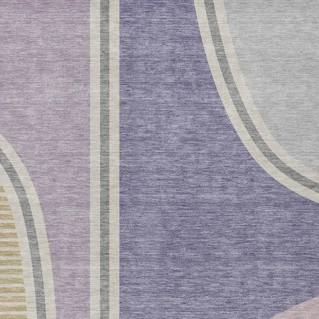 8' X 10' Purple And Lavender Geometric Washable Indoor Outdoor Area Rug Homeroots Outdoor