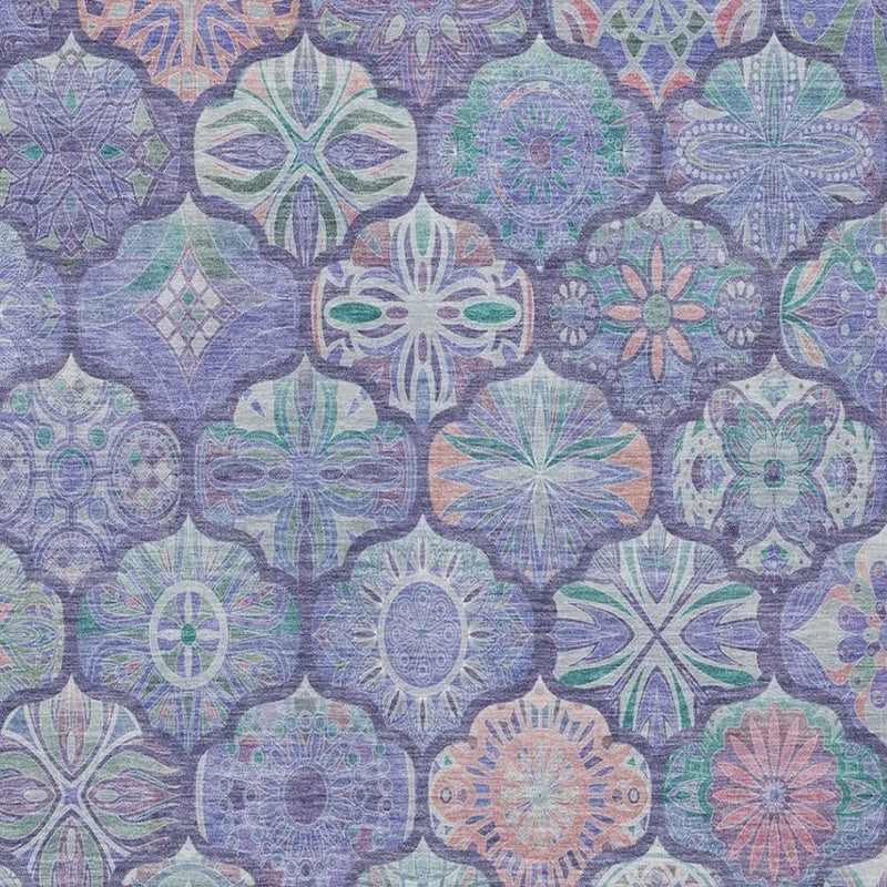 8' X 10' Purple And Lavender Ogee Washable Indoor Outdoor Area Rug Homeroots Outdoor