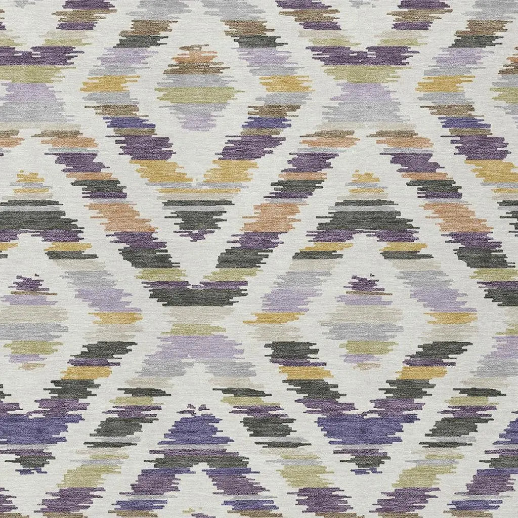 8' X 10' Purple And Lavender Tribal Washable Indoor Outdoor Area Rug Homeroots Outdoor