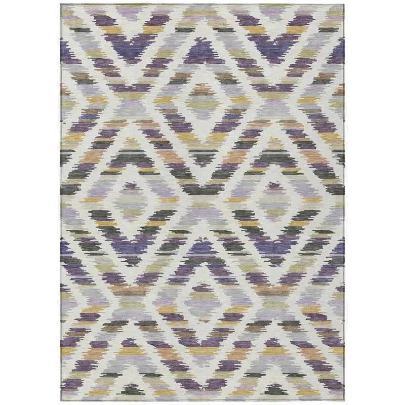 8' X 10' Purple And Lavender Tribal Washable Indoor Outdoor Area Rug Homeroots Outdoor