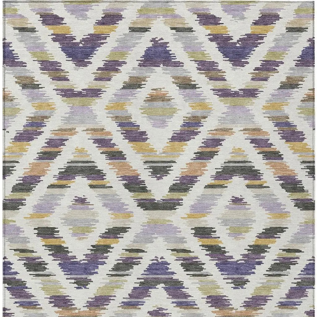 8' X 10' Purple And Lavender Tribal Washable Indoor Outdoor Area Rug Homeroots Outdoor
