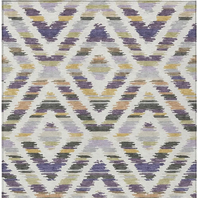 8' X 10' Purple And Lavender Tribal Washable Indoor Outdoor Area Rug Homeroots Outdoor