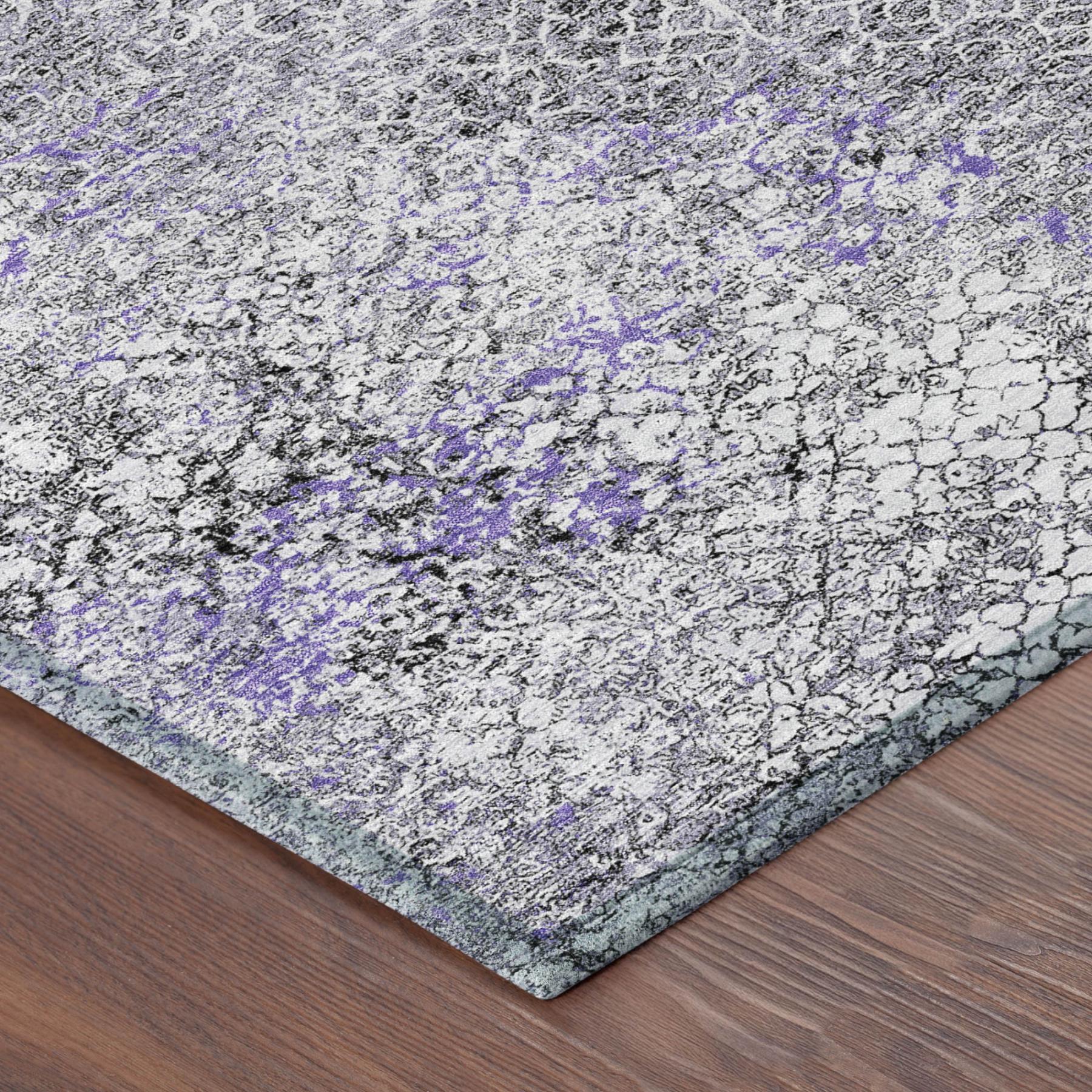 8' X 10' Purple And Pewter Abstract Washable Indoor Outdoor Area Rug Homeroots Outdoor