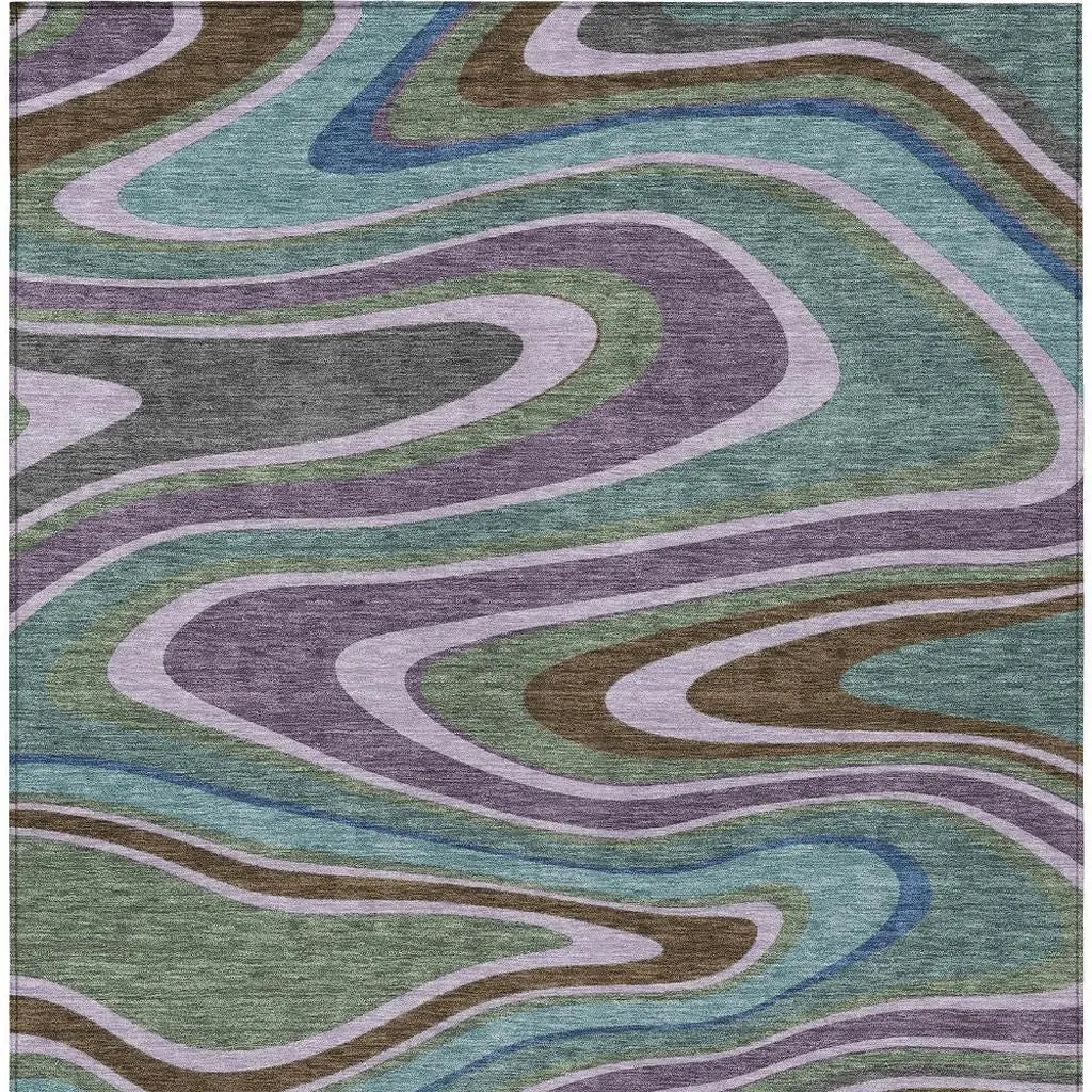8' X 10' Purple And Plum Abstract Washable Indoor Outdoor Area Rug Homeroots Outdoor