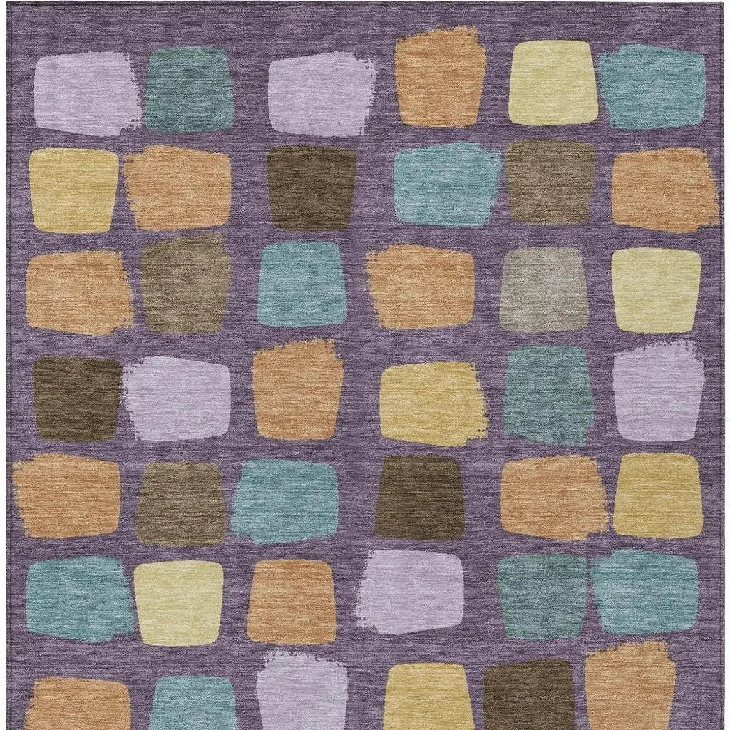 8' X 10' Purple And Plum Geometric Washable Indoor Outdoor Area Rug Homeroots Outdoor