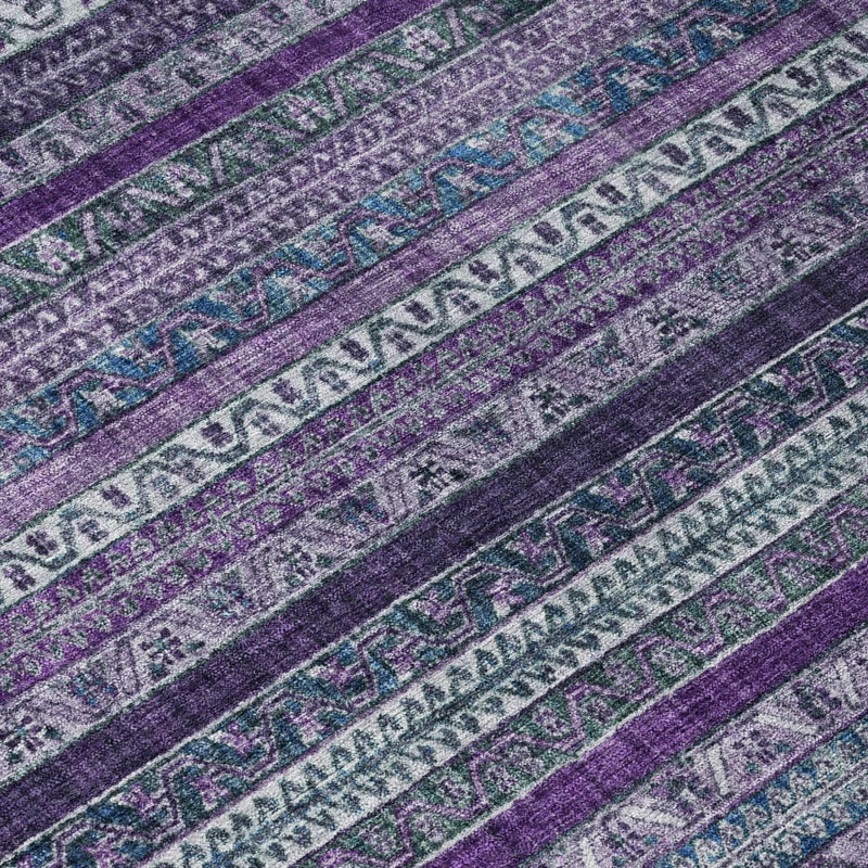 8' X 10' Purple And Plum Striped Washable Indoor Outdoor Area Rug Homeroots Outdoor