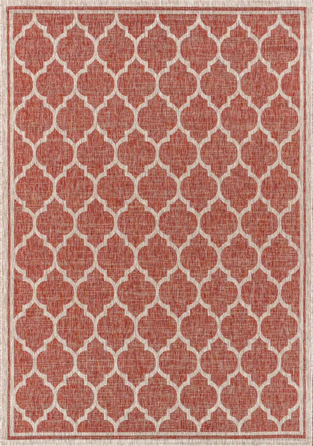 8' X 10' Red And Beige Geometric Indoor Outdoor Area Rug Homeroots Outdoor