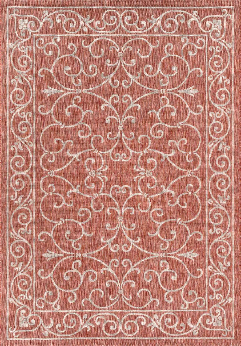 8' X 10' Red And Beige Medallion Indoor Outdoor Area Rug Homeroots Outdoor