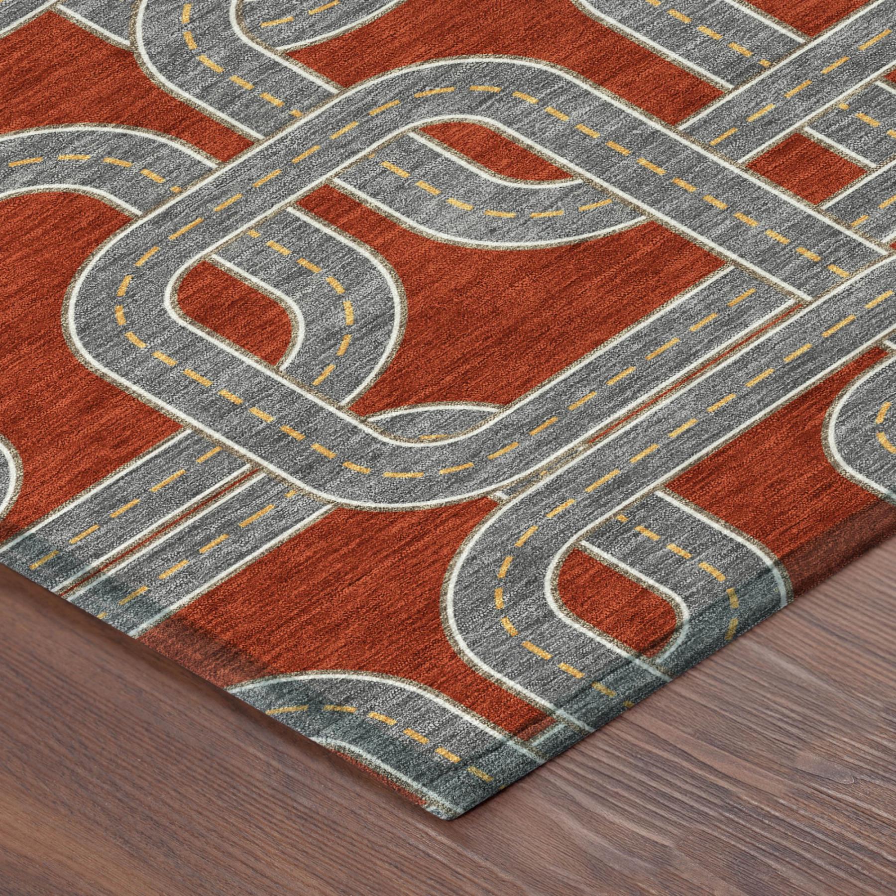 8' X 10' Red And Gray Geometric Washable Indoor Outdoor Area Rug Homeroots Outdoor