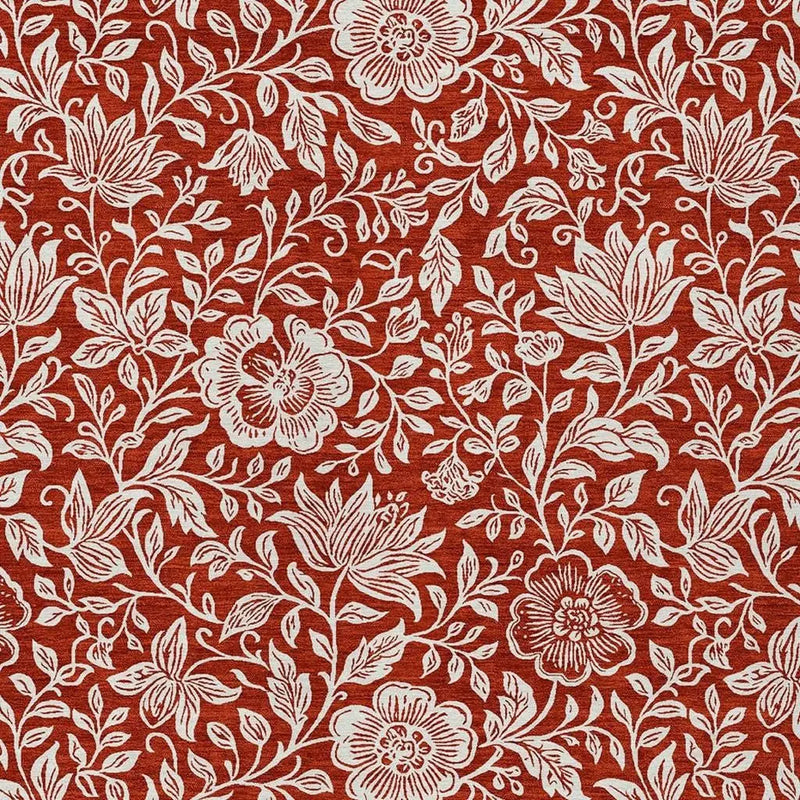 8' X 10' Red And Ivory Floral Washable Indoor Outdoor Area Rug Homeroots Outdoor